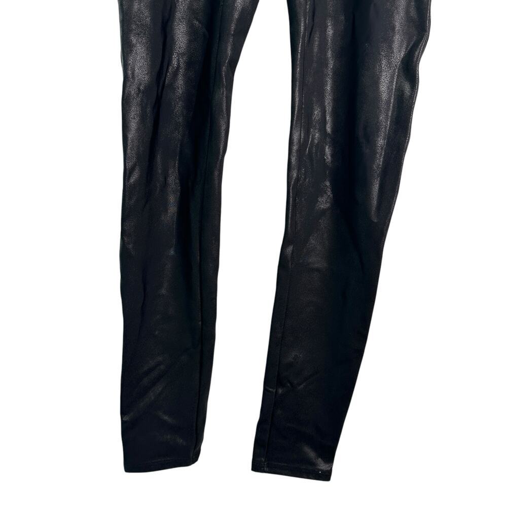 SPANX Black Faux Leather Leggings Womens Large SPANXshape Stretchy Compression‎ - Picture 3 of 8